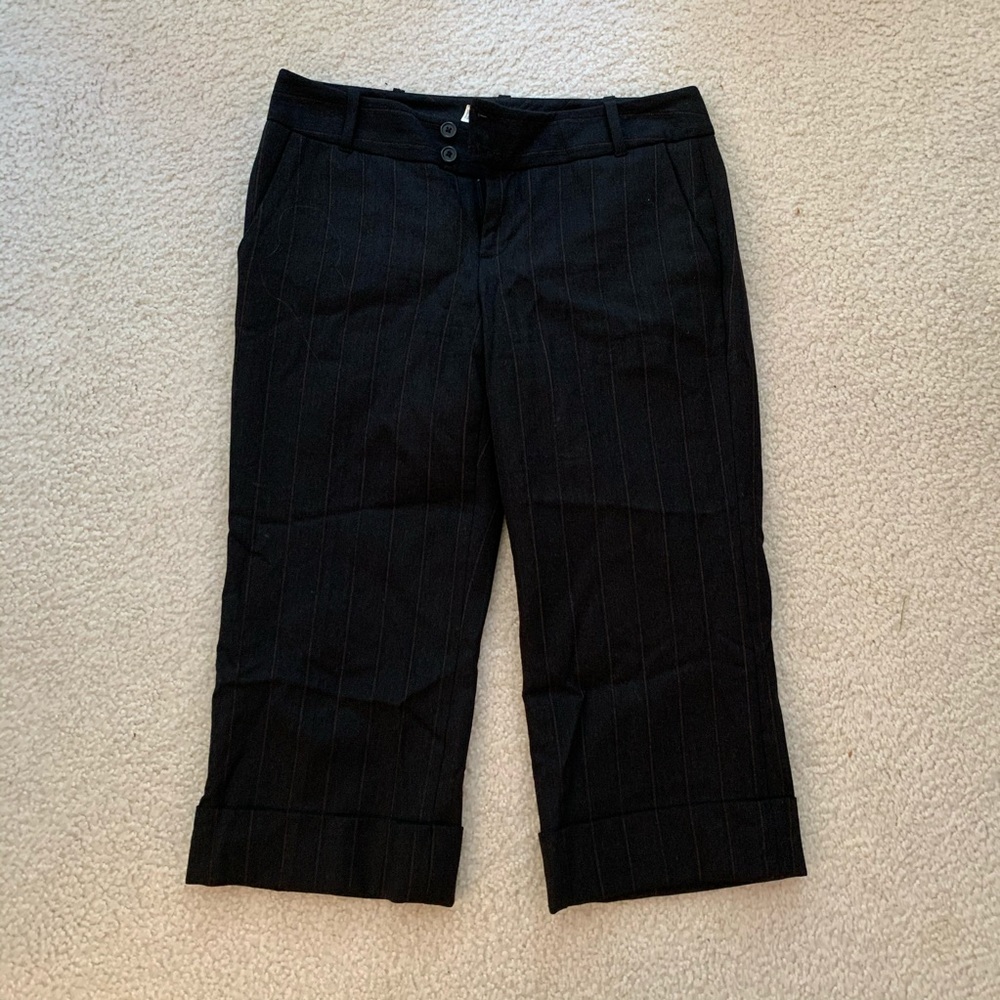Black Pin Stripe Capris